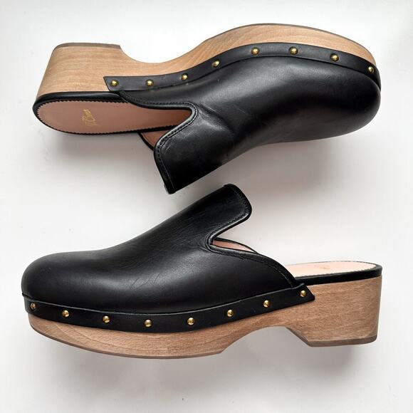 J. Crew Black Leather Clogs Size 9 Style AQ675 - Picture 7 of 11